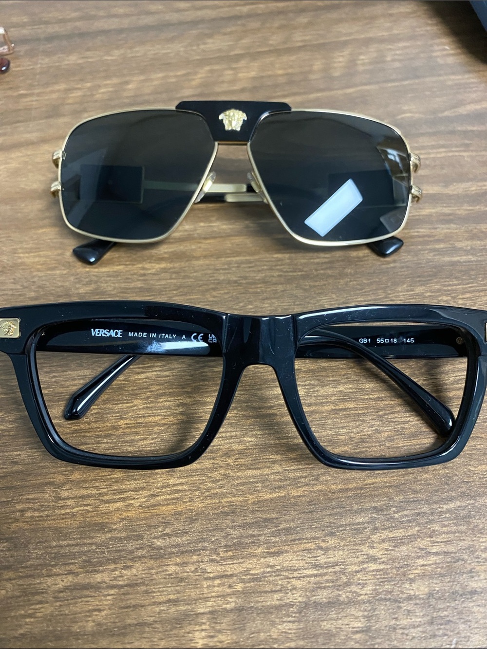 Versace Black and Gold Sunglasses with Black Eyeglasses